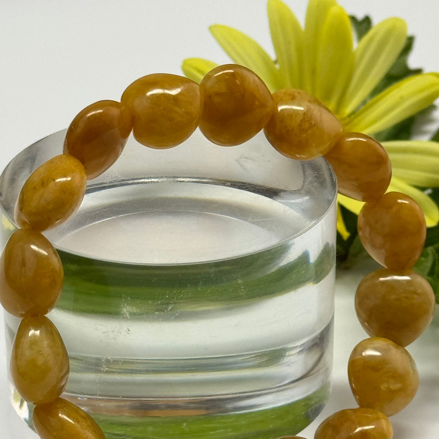 Yellow Quartz Bracelet – Heart-Shaped Natural Gemstone