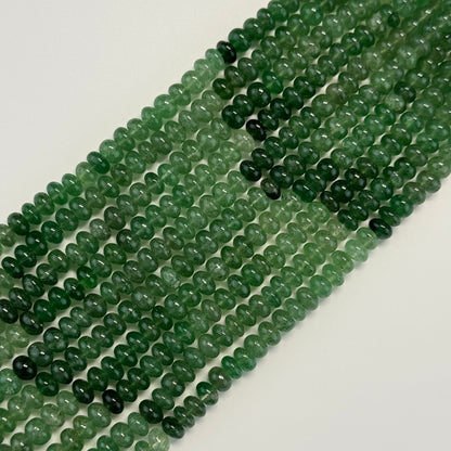 Green Strawberry Quartz Polished Rondelle Gemstone Beads (AA Quality)