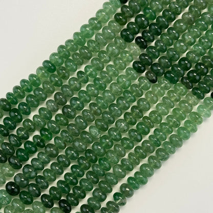Green Strawberry Quartz Polished Rondelle Gemstone Beads (AA Quality)