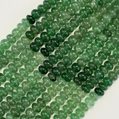 Green Strawberry Quartz Polished Rondelle Gemstone Beads (AA Quality)