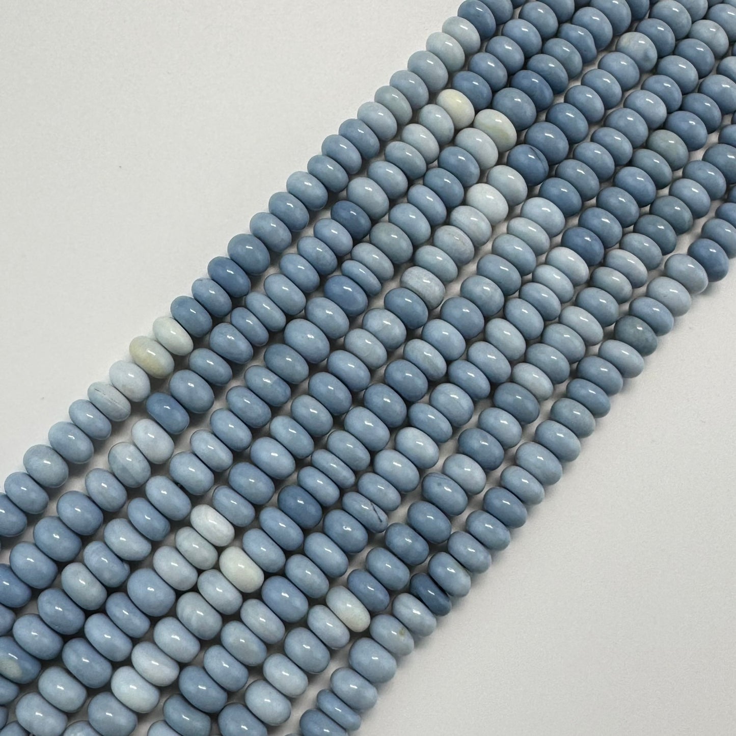 Blue Opal Polished Rondelle Gemstone Beads