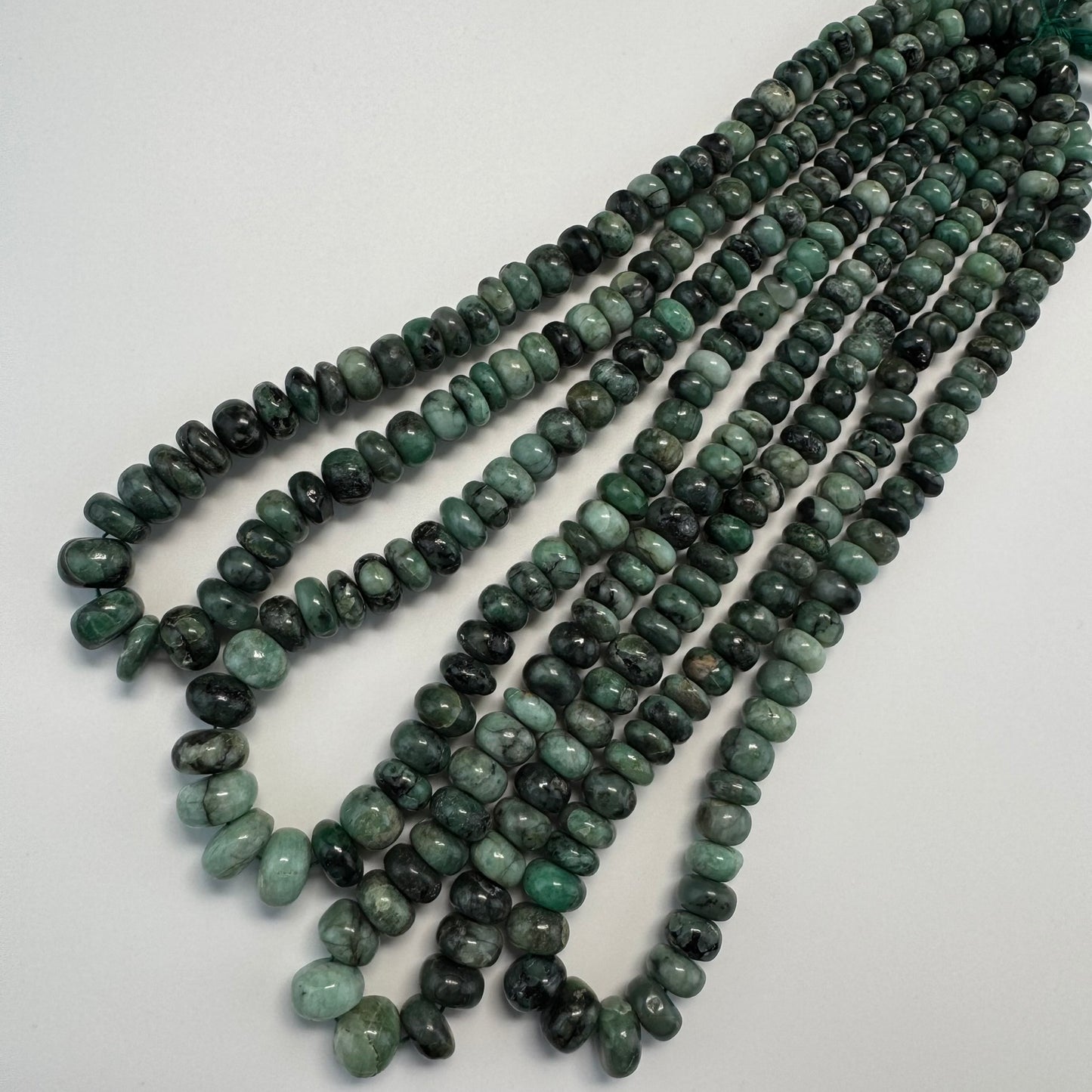 Emerald Polished Rondelle Gemstone Beads (Graduated)