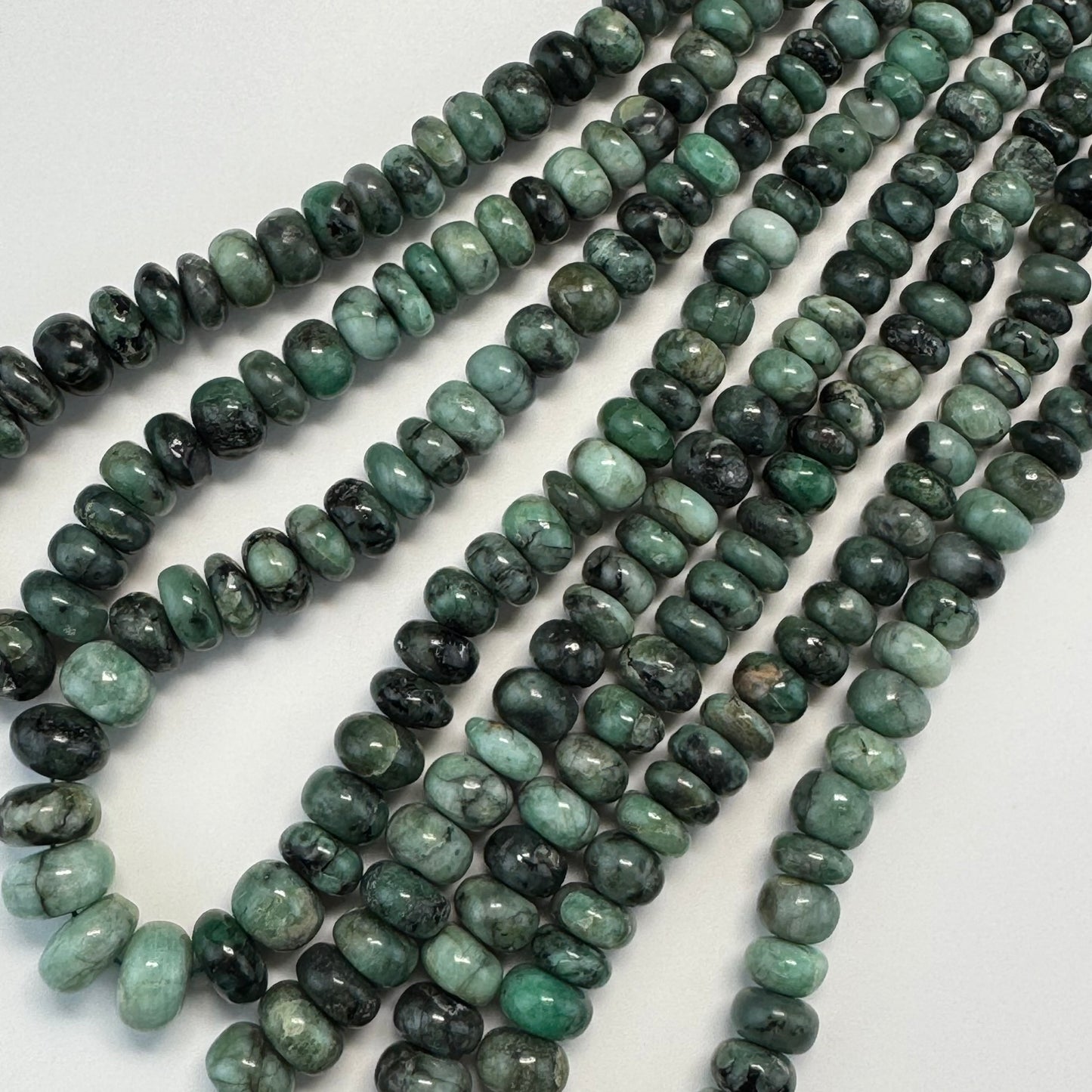 Emerald Polished Rondelle Gemstone Beads (Graduated)