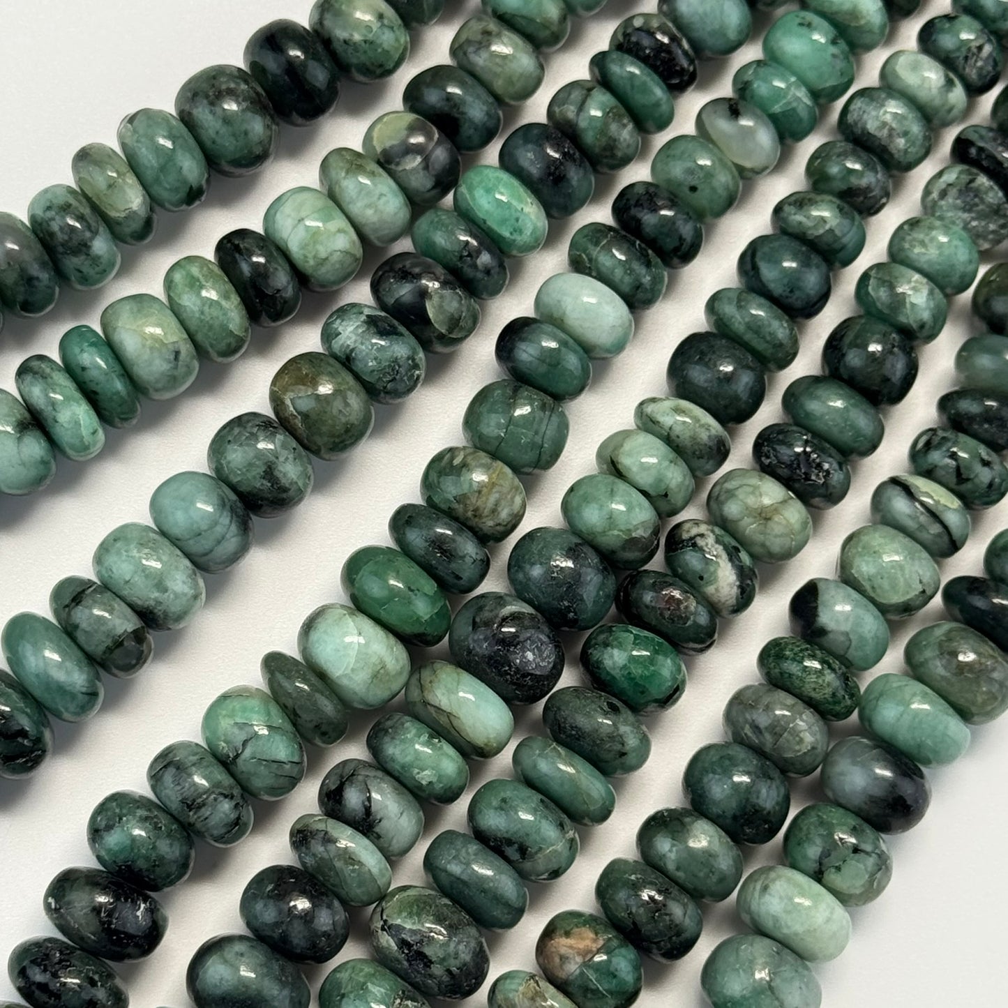 Emerald Polished Rondelle Gemstone Beads (Graduated)
