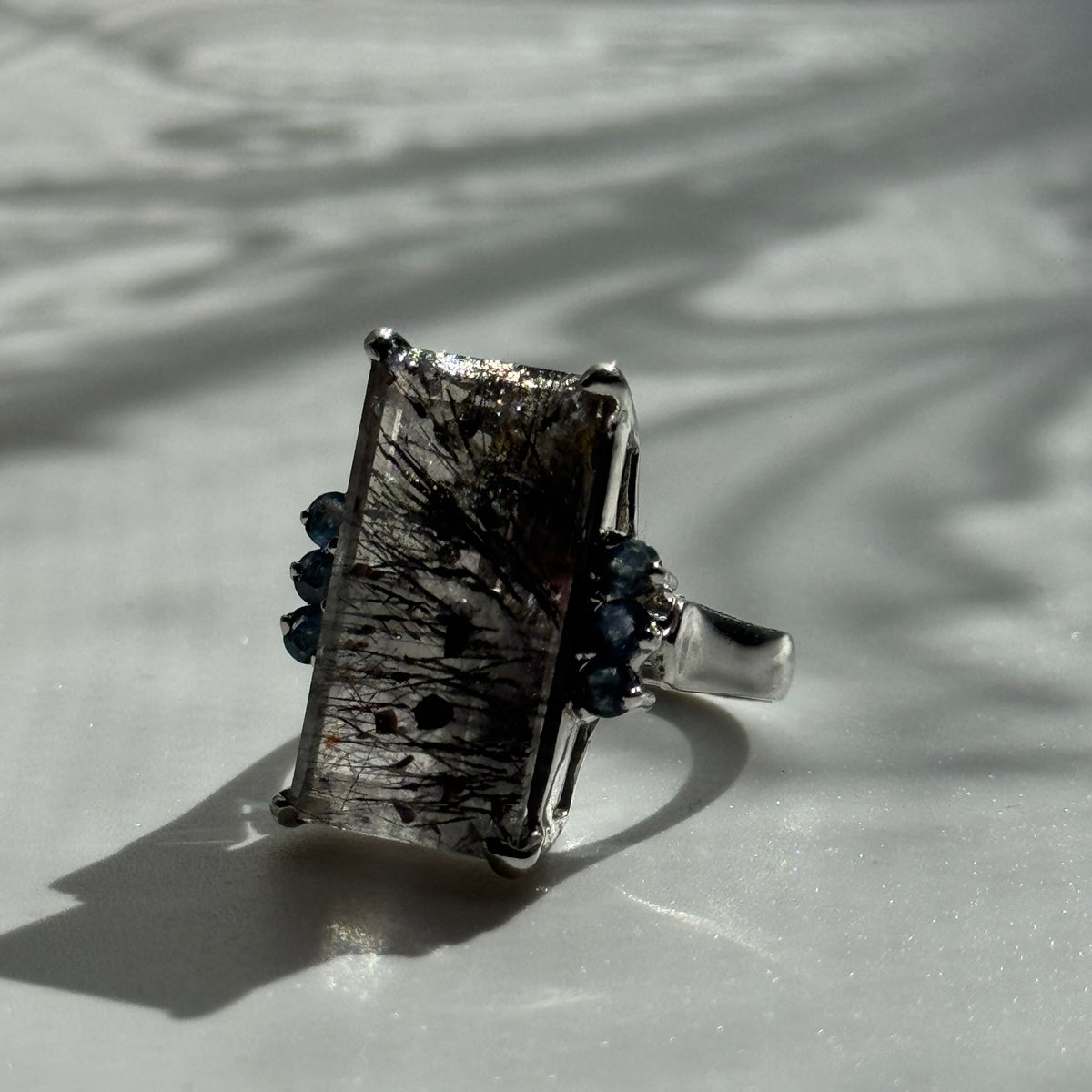 Sacred Seven with Sapphire Ring – 925 Sterling Silver –AAAA  Quality