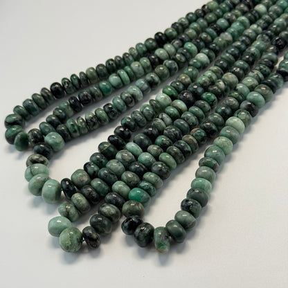 Emerald Polished Rondelle Gemstone Beads (Graduated)