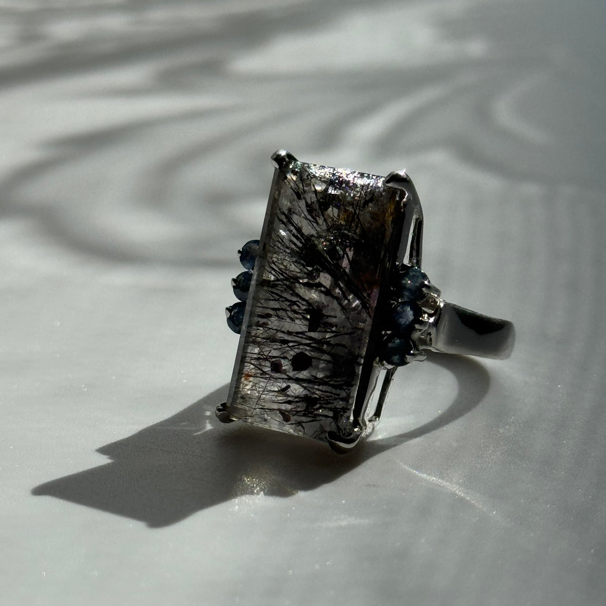 Sacred Seven with Sapphire Ring – 925 Sterling Silver –AAAA  Quality