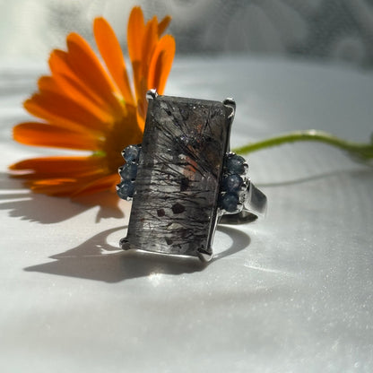 Sacred Seven with Sapphire Ring – 925 Sterling Silver –AAAA  Quality