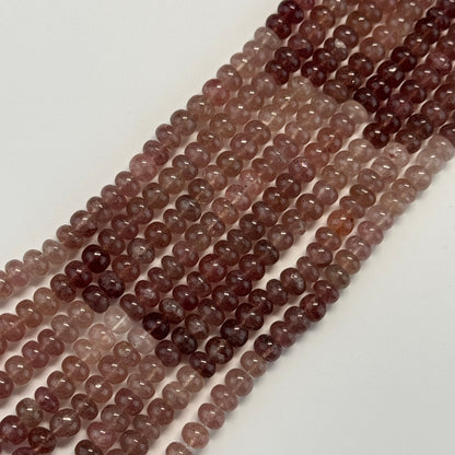 Strawberry Quartz Polished Rondelle Gemstone Beads (AA Quality)