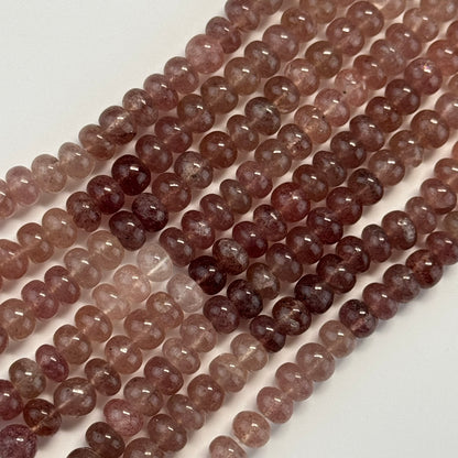 Strawberry Quartz Polished Rondelle Gemstone Beads (AA Quality)