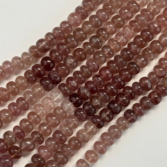 Strawbeery Quartz Polished Rondelle Gemstone Beads (AA Quality)
