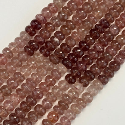 Strawberry Quartz Polished Rondelle Gemstone Beads (AA Quality)