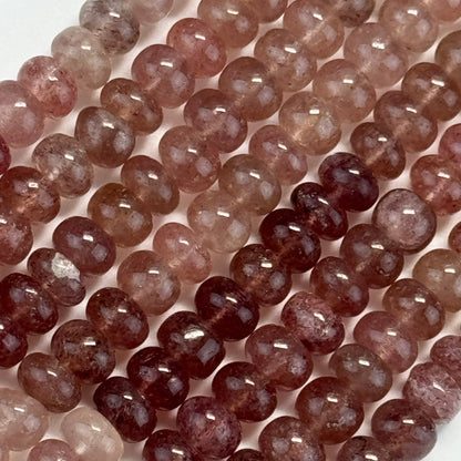 Strawberry Quartz Polished Rondelle Gemstone Beads (AA Quality)