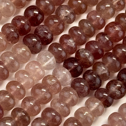 Strawberry Quartz Polished Rondelle Gemstone Beads (AA Quality)