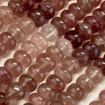 Strawberry Quartz Polished Rondelle Gemstone Beads (AA Quality)