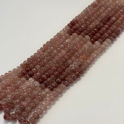 Strawberry Quartz Polished Rondelle Gemstone Beads (AA Quality)
