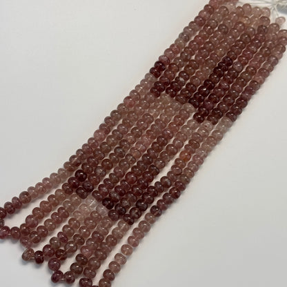 Strawberry Quartz Polished Rondelle Gemstone Beads (AA Quality)