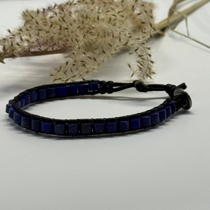 Adjustable Lapis Lazuli Bracelet – Natural Deep Blue Gemstone