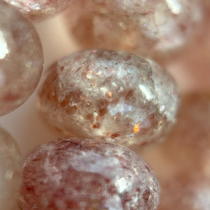 Strawberry Quartz Polished Rondelle Gemstone Beads (AA Quality)