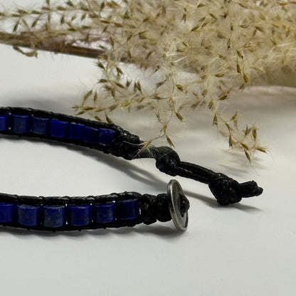 Adjustable Lapis Lazuli Bracelet – Natural Deep Blue Gemstone