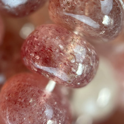 Strawberry Quartz Polished Rondelle Gemstone Beads (AA Quality)