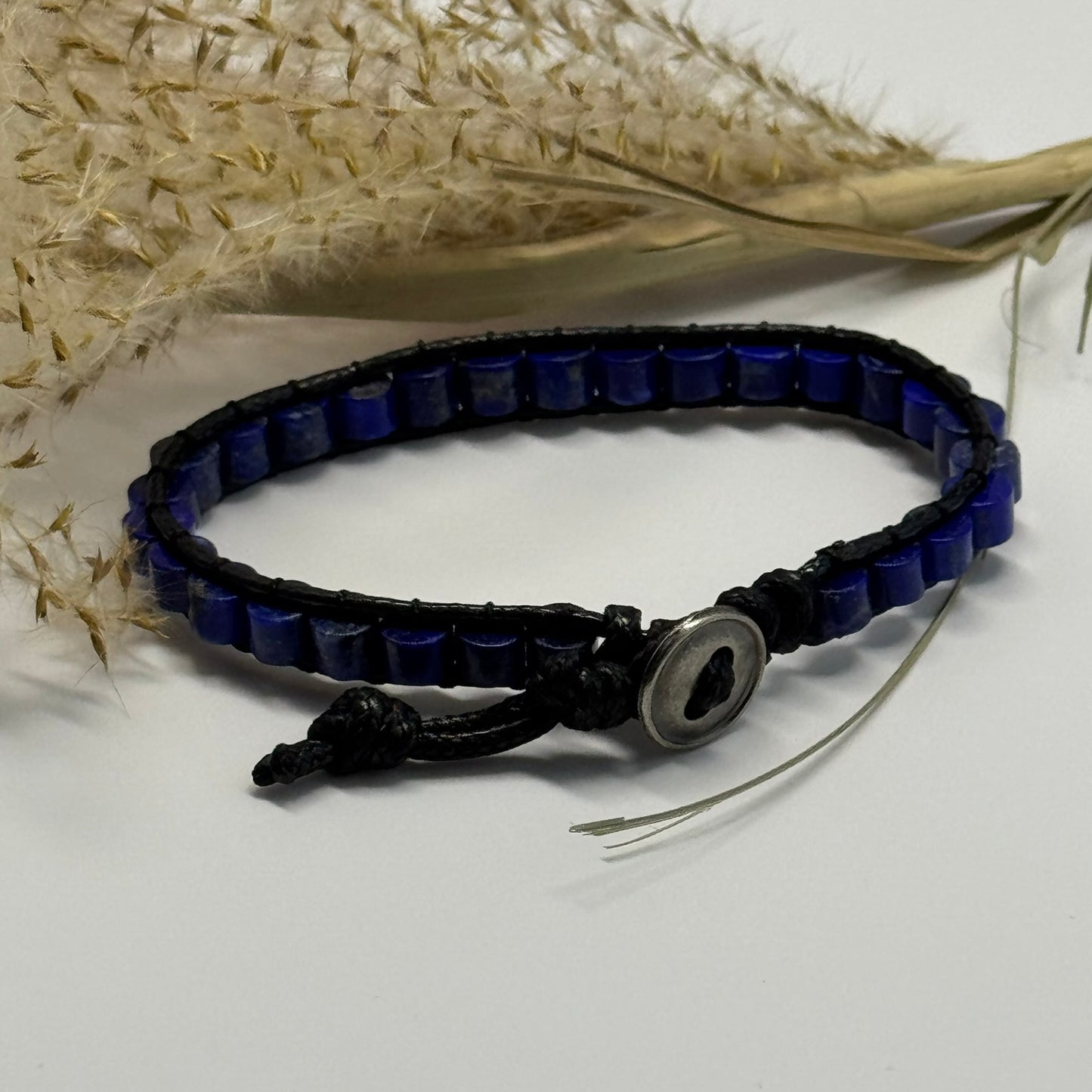 Adjustable Lapis Lazuli Bracelet – Natural Deep Blue Gemstone