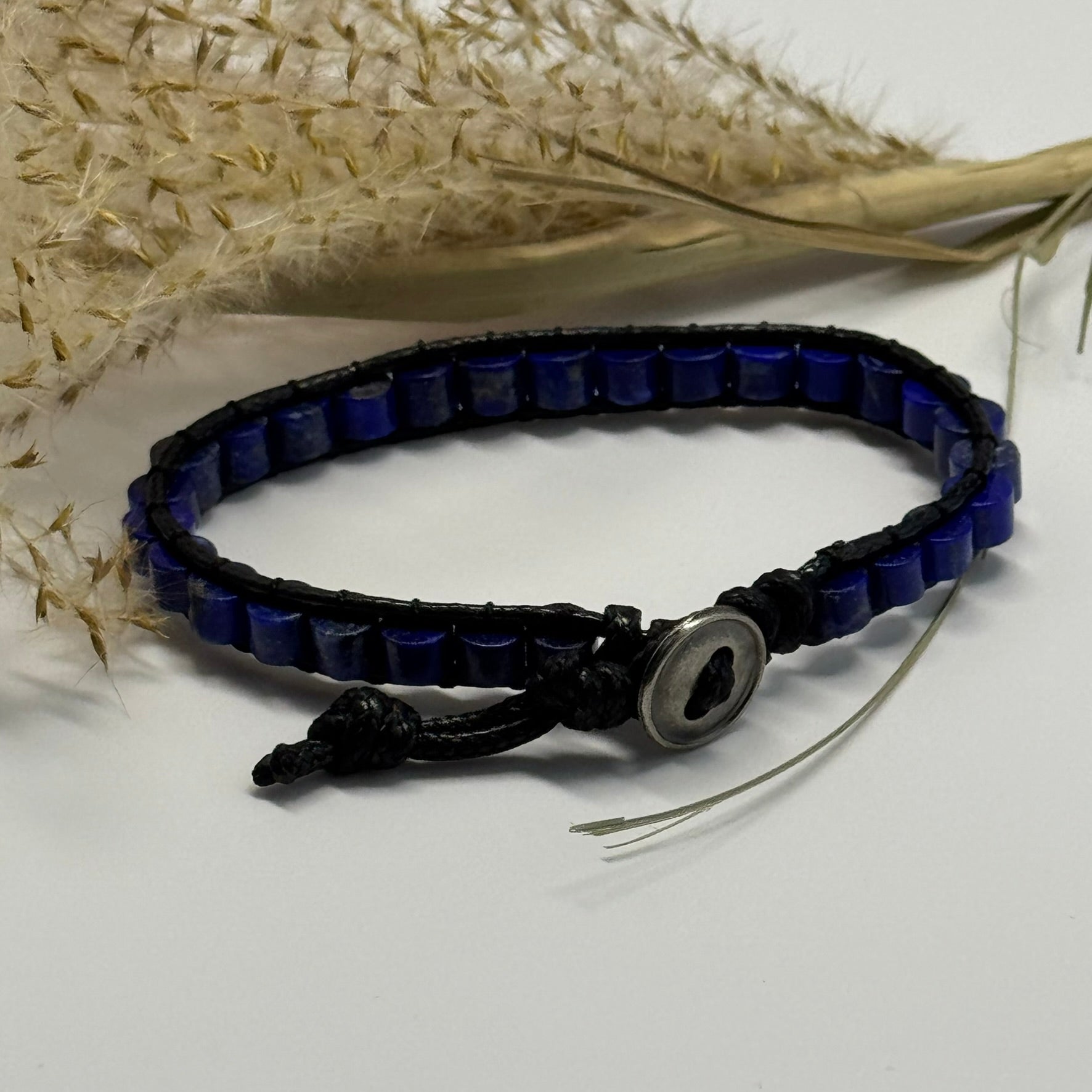 Adjustable Lapis Lazuli Bracelet – Natural Deep Blue Gemstone