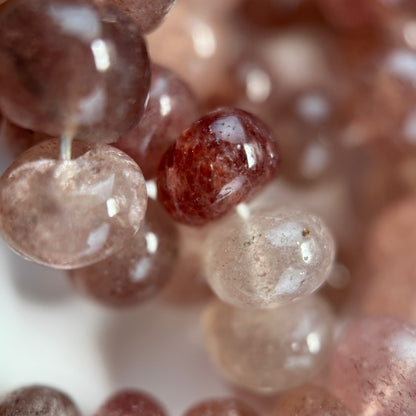 Strawberry Quartz Polished Rondelle Gemstone Beads (AA Quality)