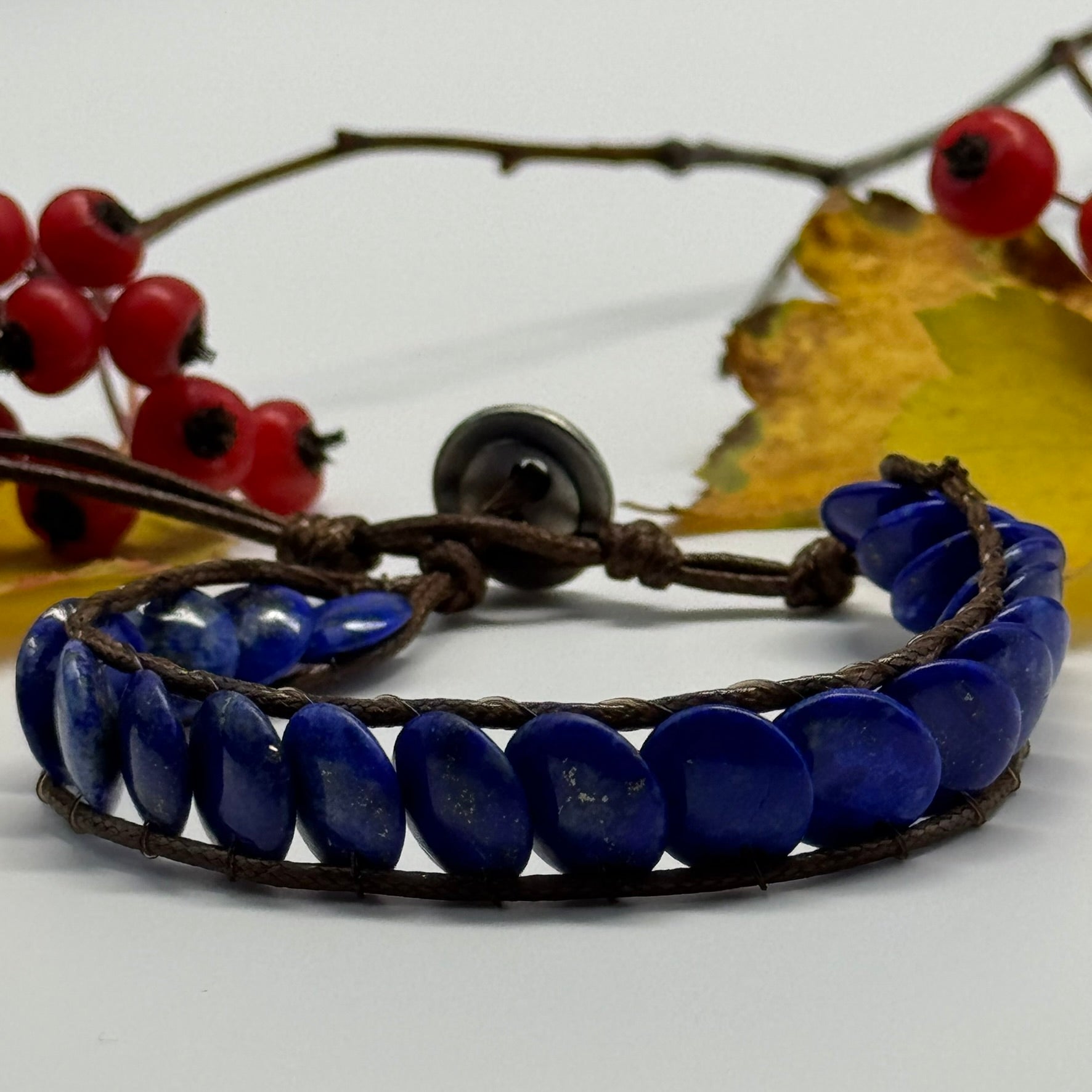Adjustable Lapis Lazuli Bracelet – Natural Deep Blue Gemstone