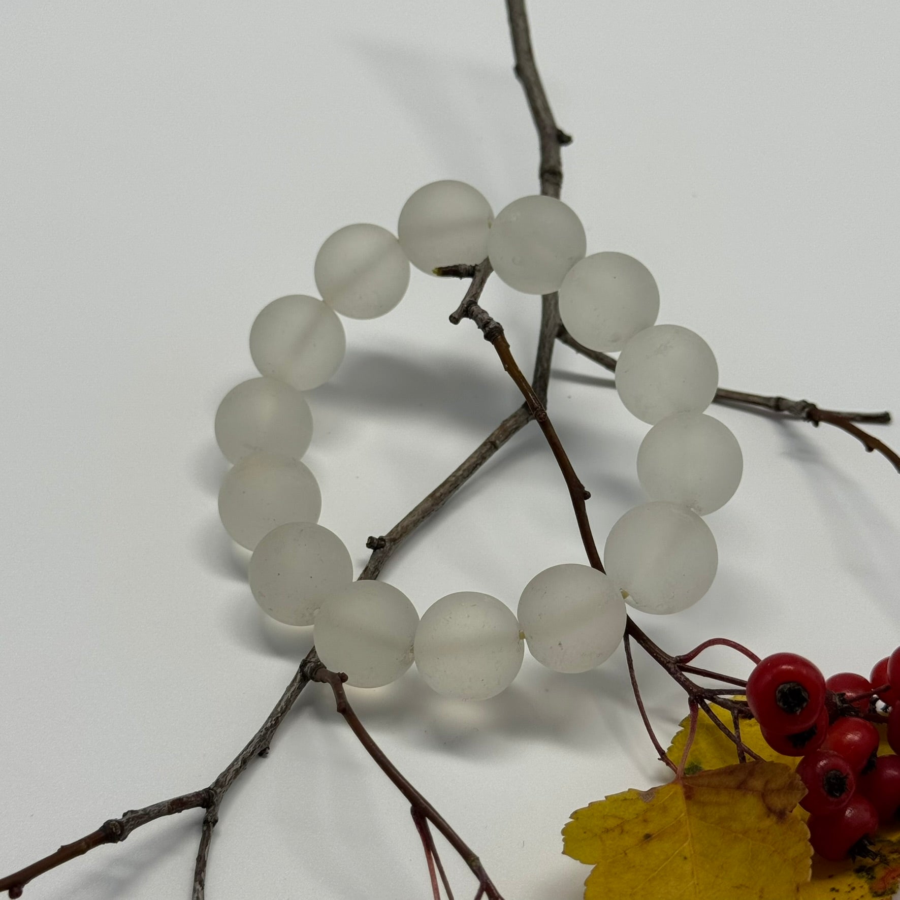 Frosted Quartz Bracelet – Natural Matte Gemstone