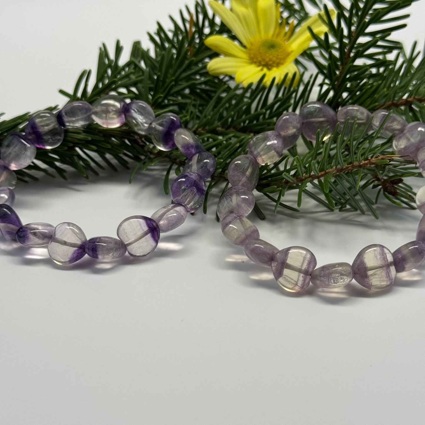 Purple Fluorite Heart Shaped Bracelet – Natural Gemstone Jewelry - (AA Quality)