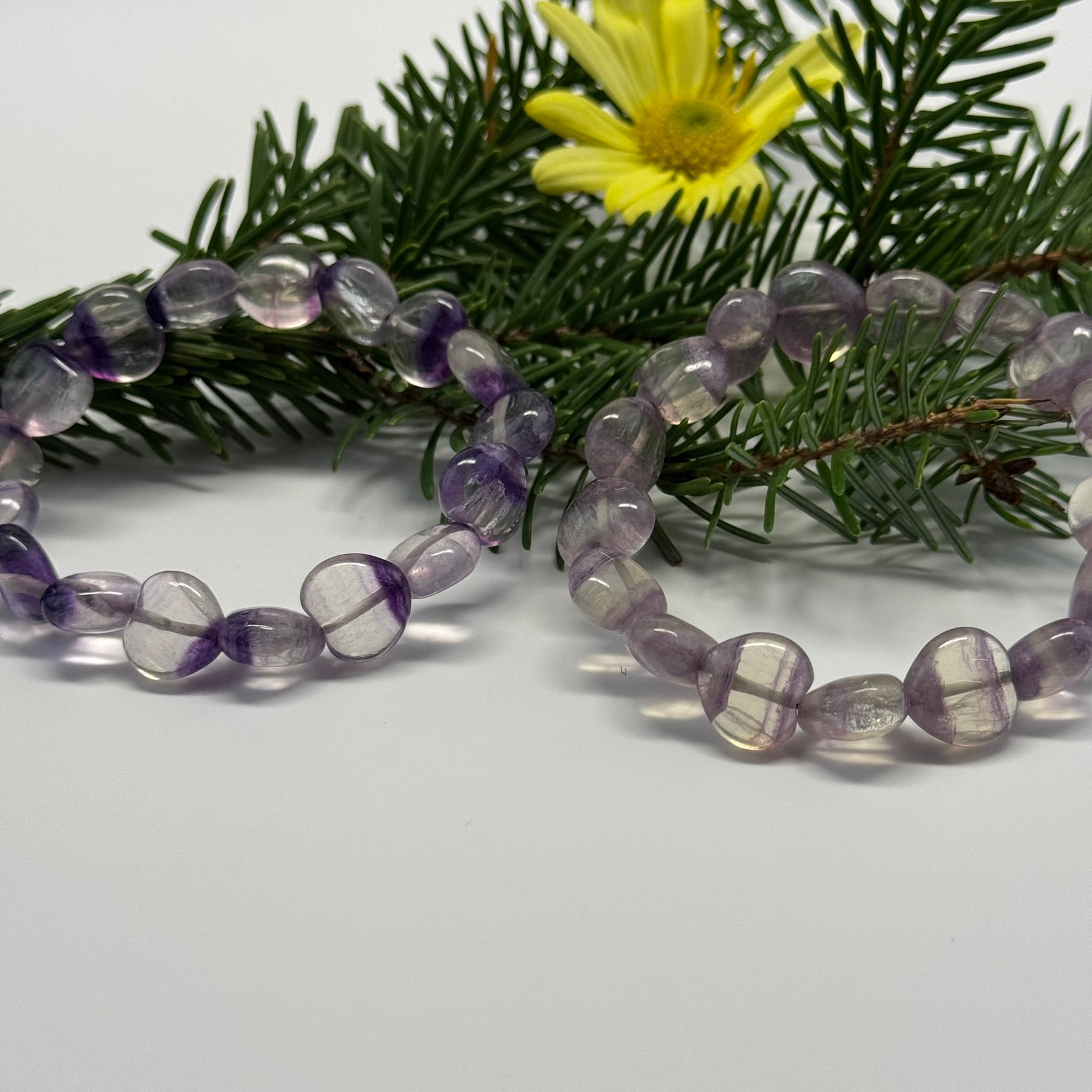 Purple Fluorite Heart Shaped Bracelet – Natural Gemstone Jewelry - (AA Quality)
