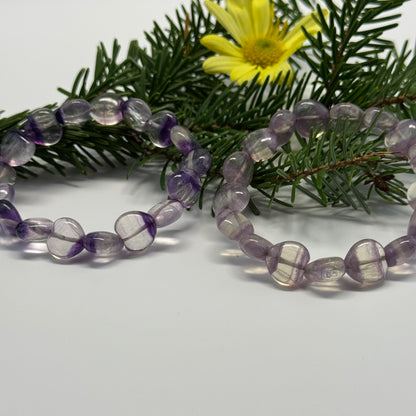 Purple Fluorite Heart Shaped Bracelet – Natural Gemstone Jewelry - (AA Quality)