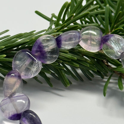 Purple Fluorite Heart Shaped Bracelet – Natural Gemstone Jewelry - (AA Quality)