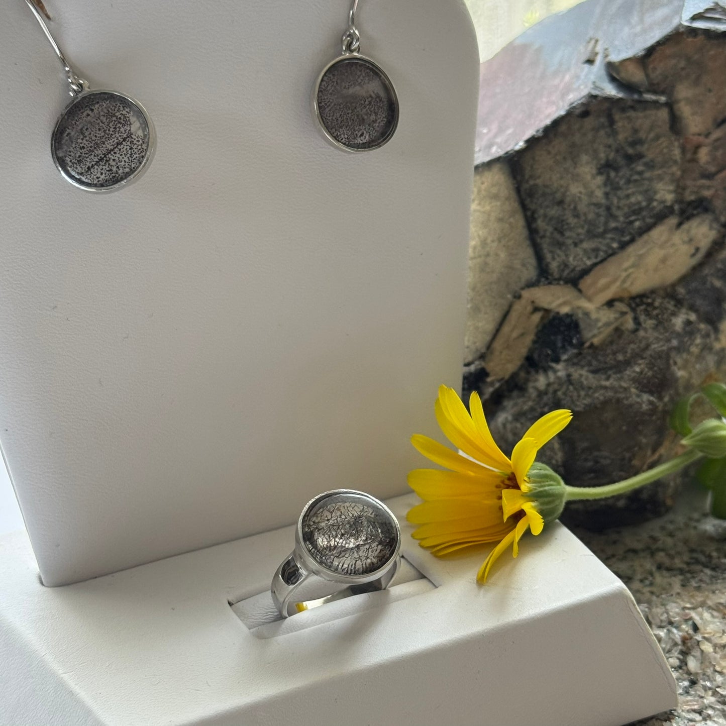 Sacred Seven Ring and Drop Earrings Set – Natural Gemstone Jewelry in 925 Sterling Silver