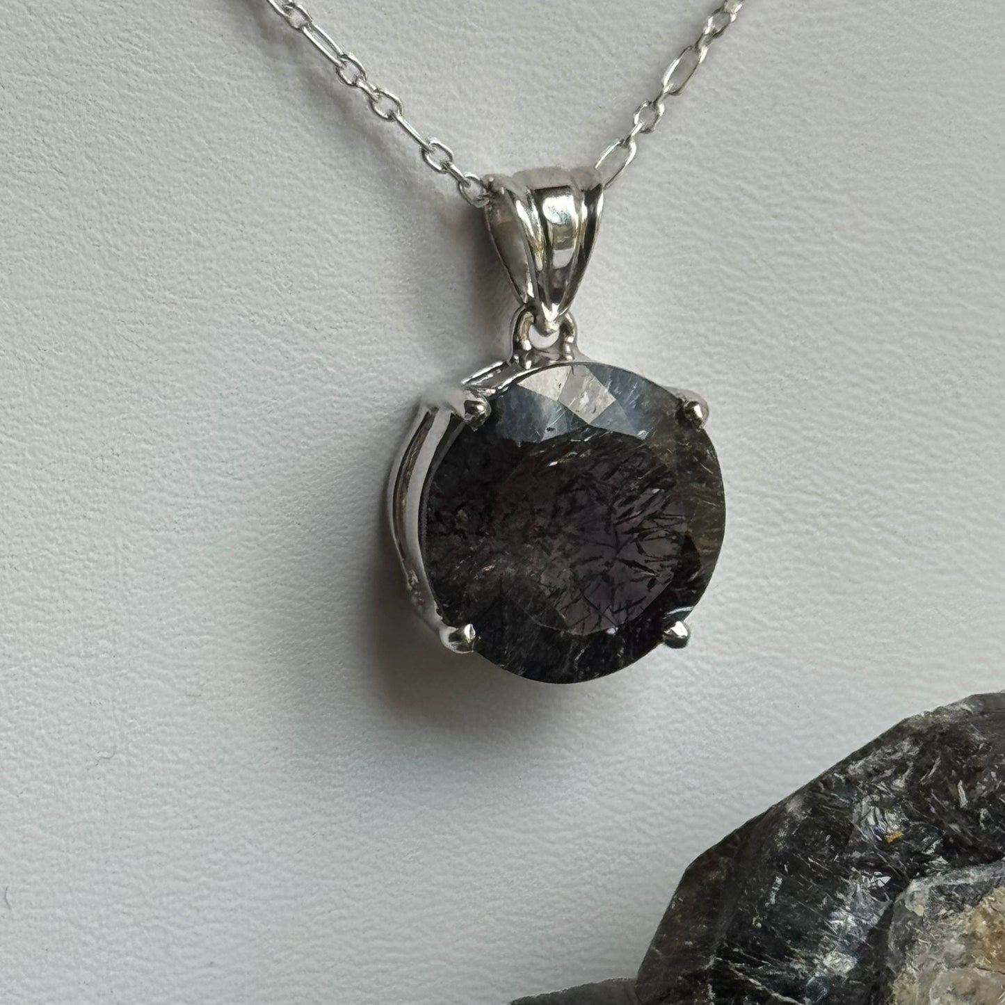 Sacred Seven Pendant – Deep-Tone Prong Set Faceted Natural Gemstone in 925 Sterling Silver