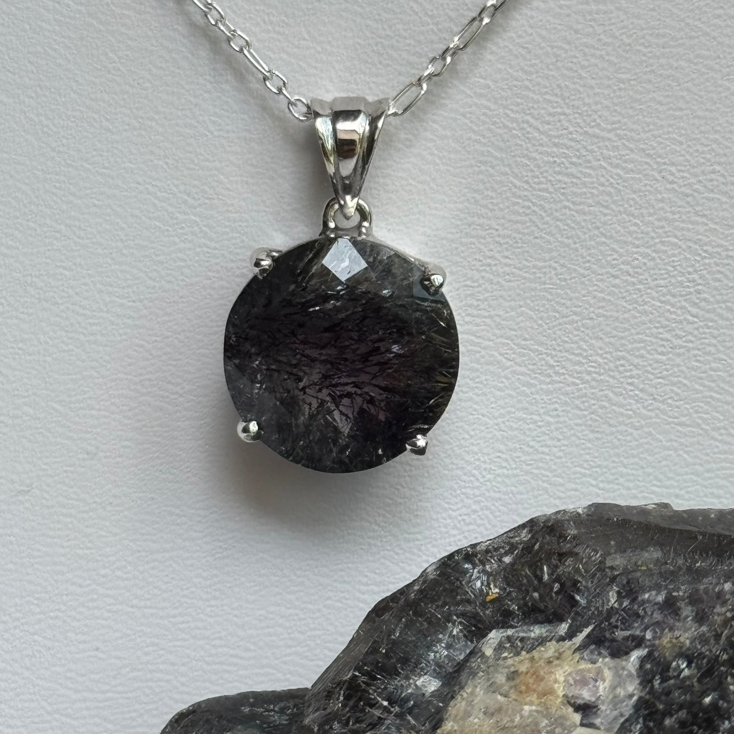 Sacred Seven Pendant – Deep-Tone Prong Set Faceted Natural Gemstone in 925 Sterling Silver