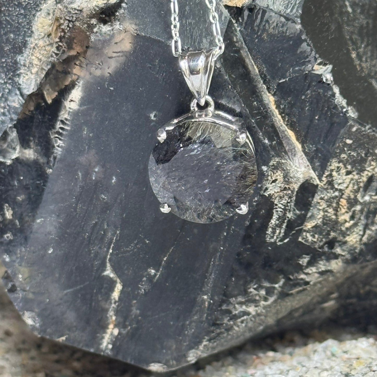 Sacred Seven Pendant – Deep-Tone Prong Set Faceted Natural Gemstone in 925 Sterling Silver