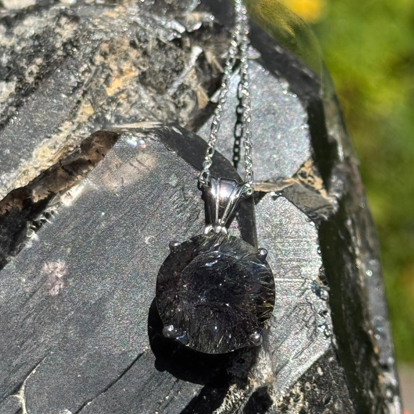 Sacred Seven Pendant – Deep-Tone Prong Set Faceted Natural Gemstone in 925 Sterling Silver