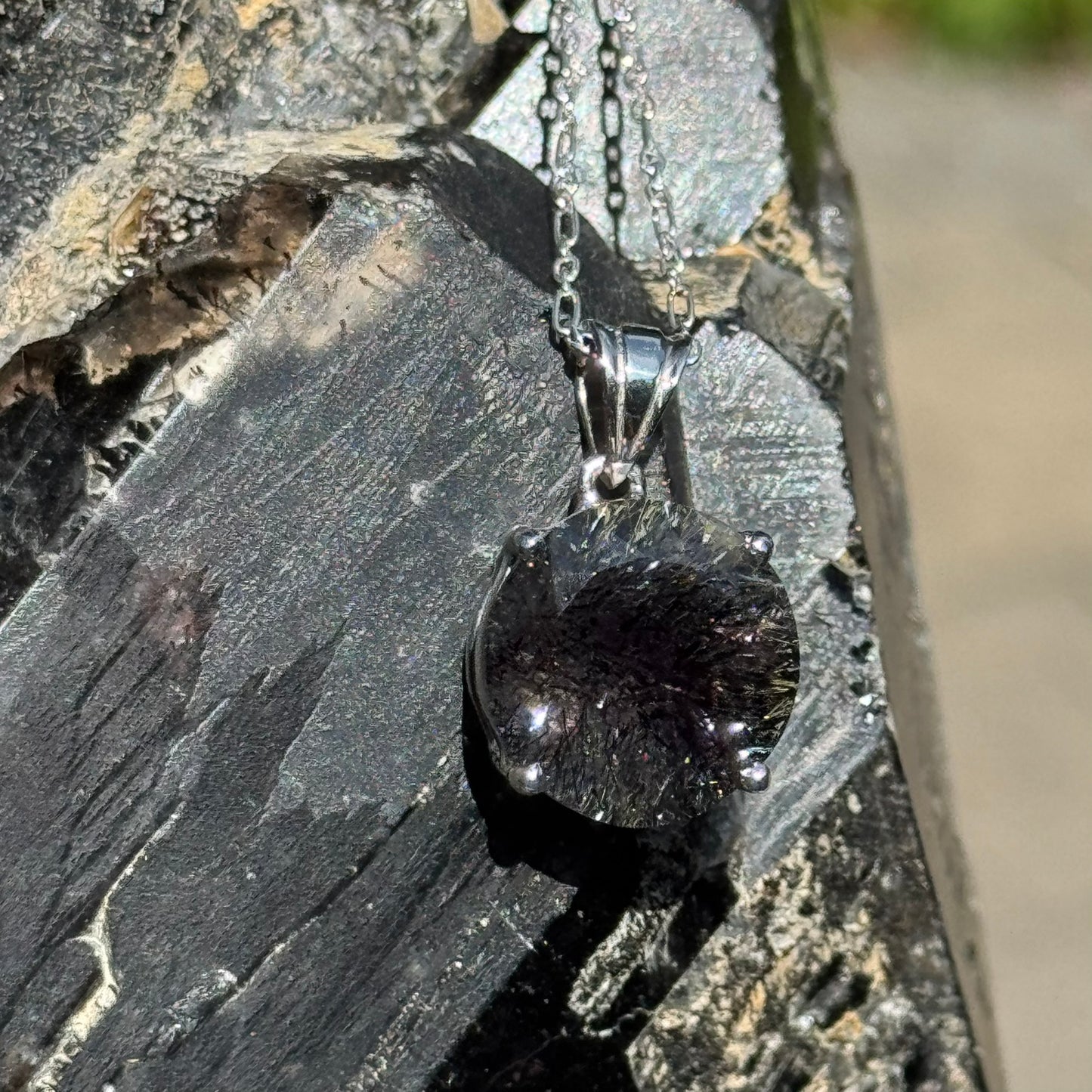 Sacred Seven Pendant – Deep-Tone Prong Set Faceted Natural Gemstone in 925 Sterling Silver