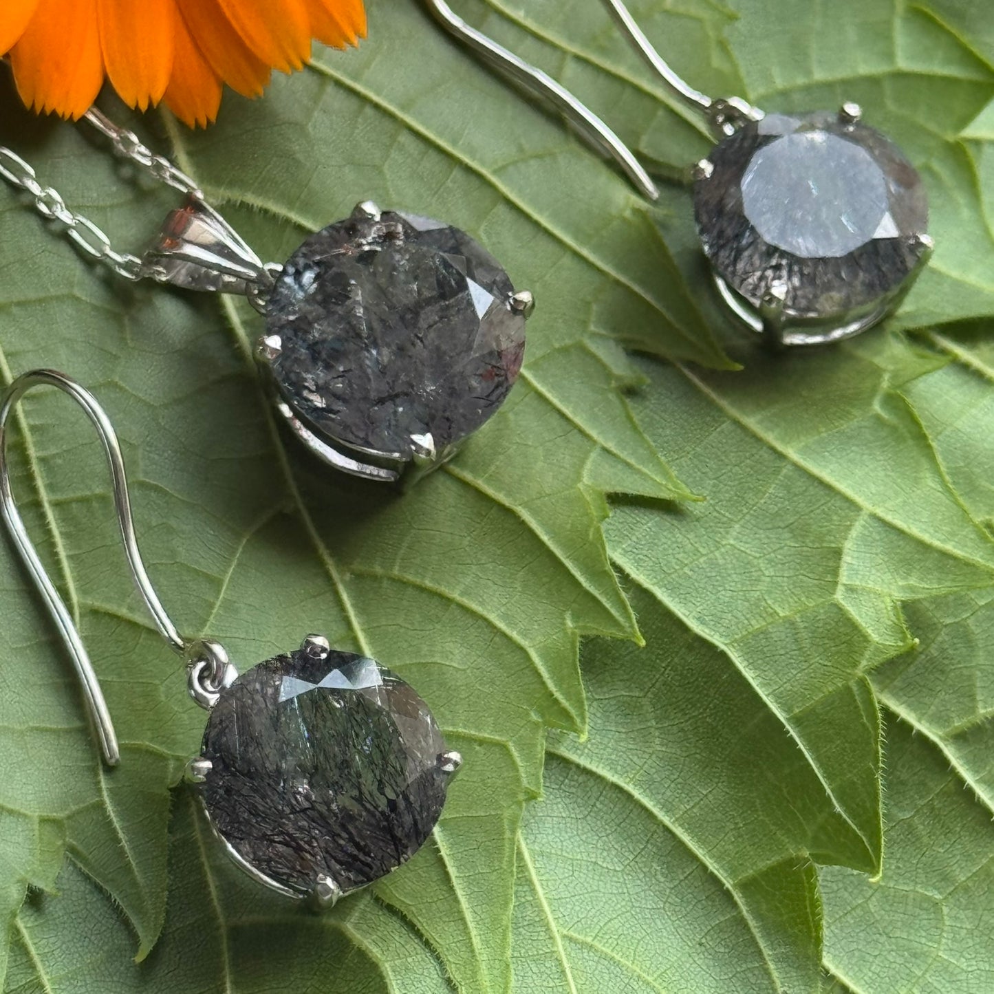 Sacred Seven Pendant and Dangle Earrings Set – Prong Set Faceted Natural Gemstone Jewelry in 925 Sterling Silver