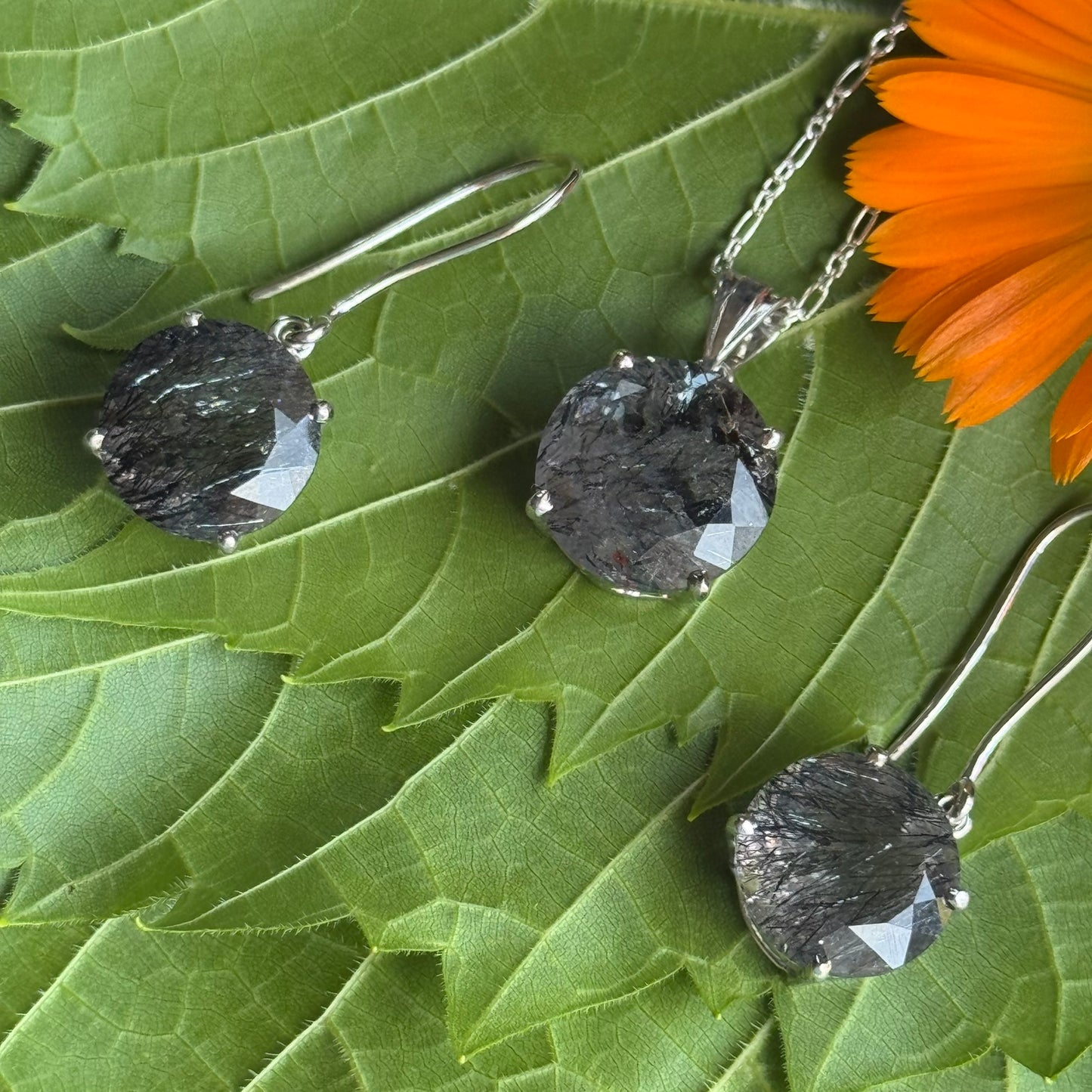 Sacred Seven Pendant and Dangle Earrings Set – Prong Set Faceted Natural Gemstone Jewelry in 925 Sterling Silver