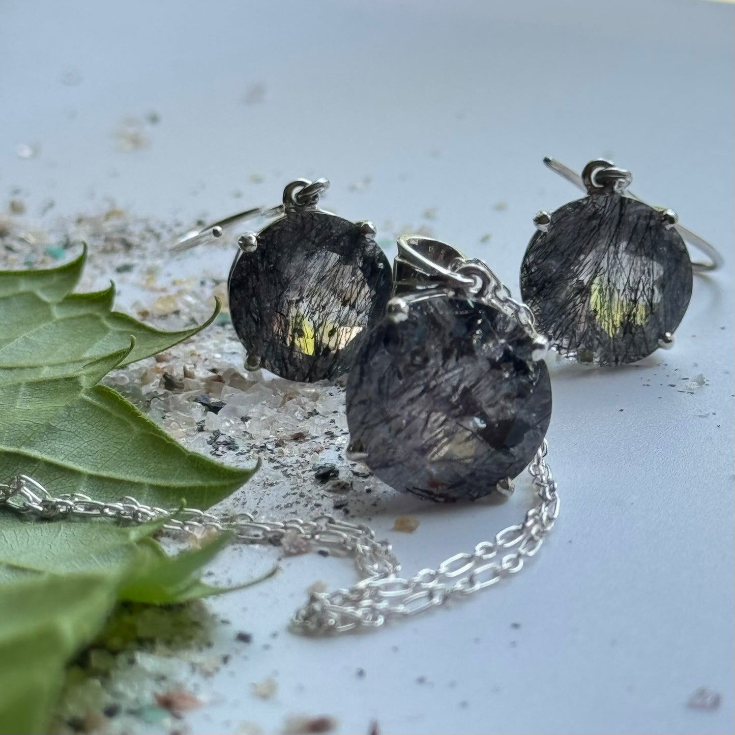 Sacred Seven Pendant and Dangle Earrings Set – Prong Set Faceted Natural Gemstone Jewelry in 925 Sterling Silver