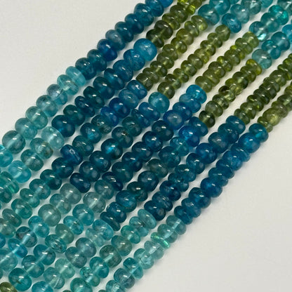 Multicolor Apatite Polished Rondelle Gemstone Beads (AA Quality)