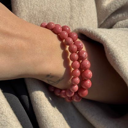 Thulite Bracelet – Natural Gemstone Jewelry - (AAAA Quality)