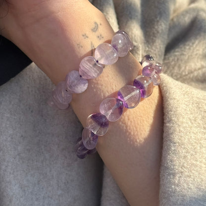 Purple Fluorite Heart Shaped Bracelet – Natural Gemstone Jewelry - (AA Quality)