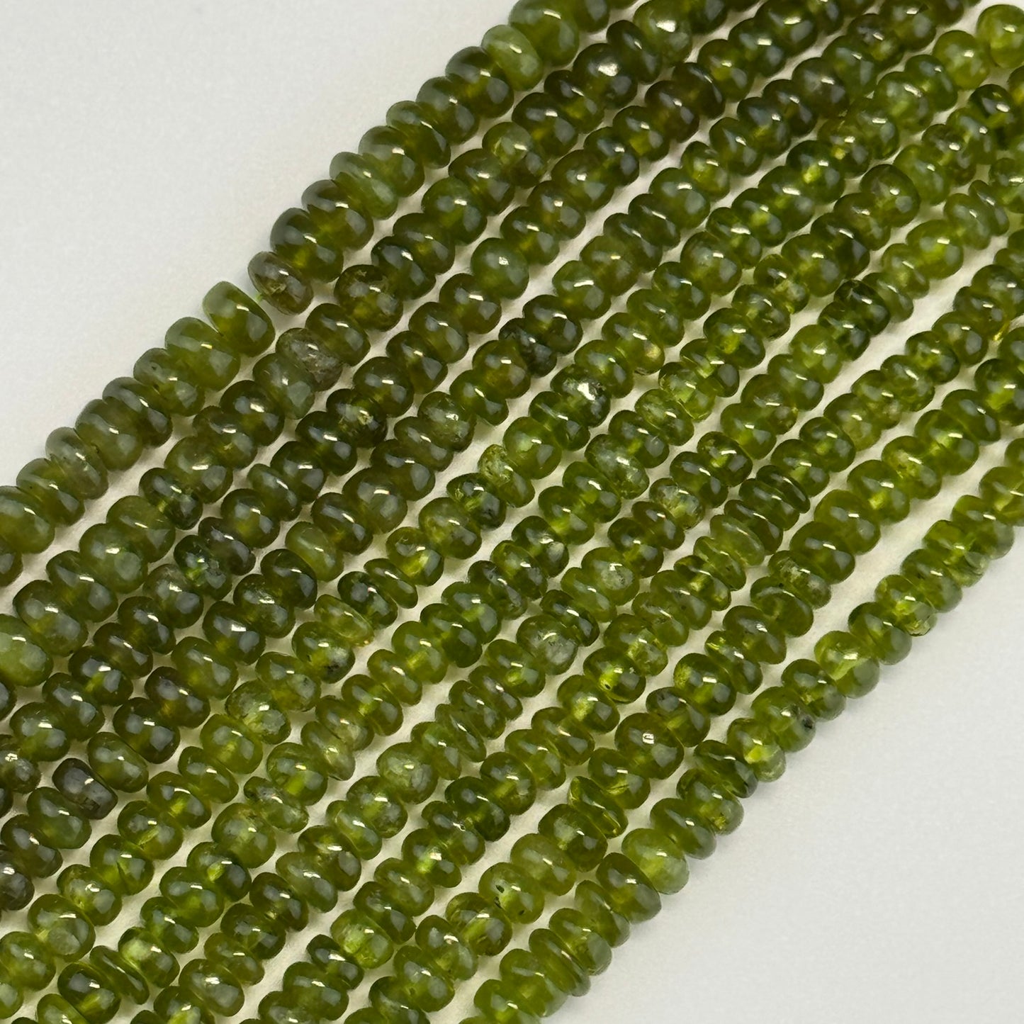 Vesuvianite Polished Rondelle Gemstone Beads (AA Quality)