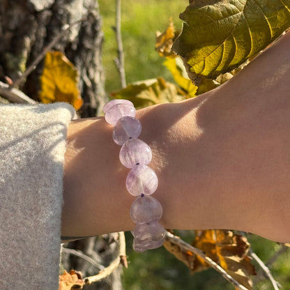 Purple Fluorite Heart Shaped Bracelet – Natural Gemstone Jewelry - (AA Quality)