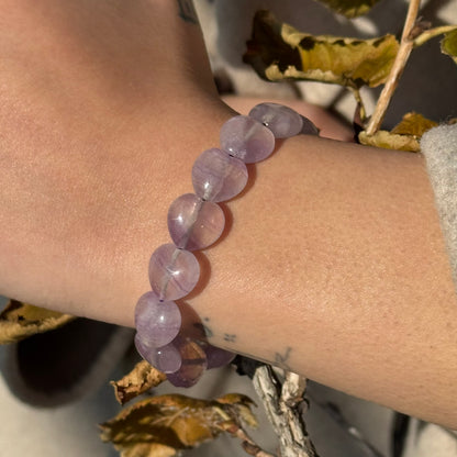 Purple Fluorite Heart Shaped Bracelet – Natural Gemstone Jewelry - (AA Quality)