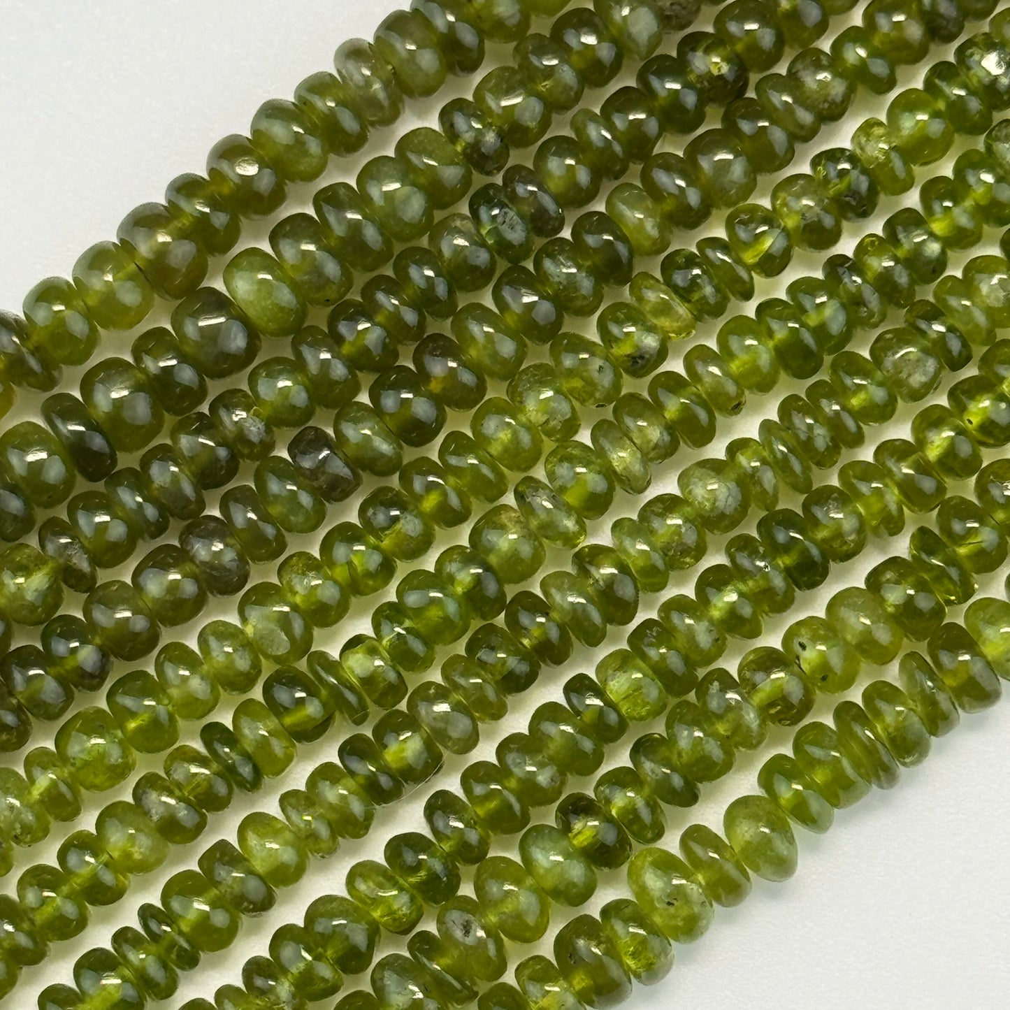 Vesuvianite Polished Rondelle Gemstone Beads (AA Quality)